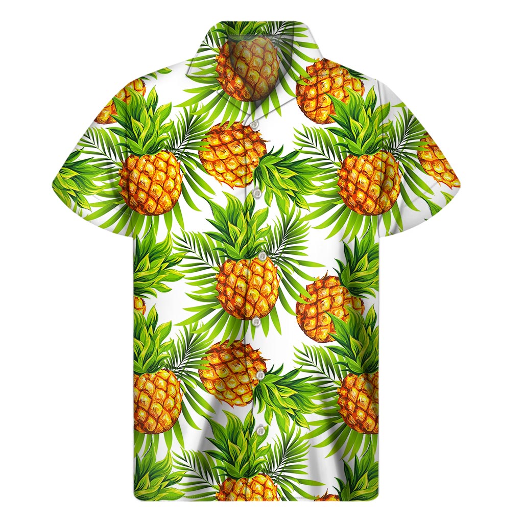 White Tropical Pineapple Pattern Hawaiian Shirt - 1