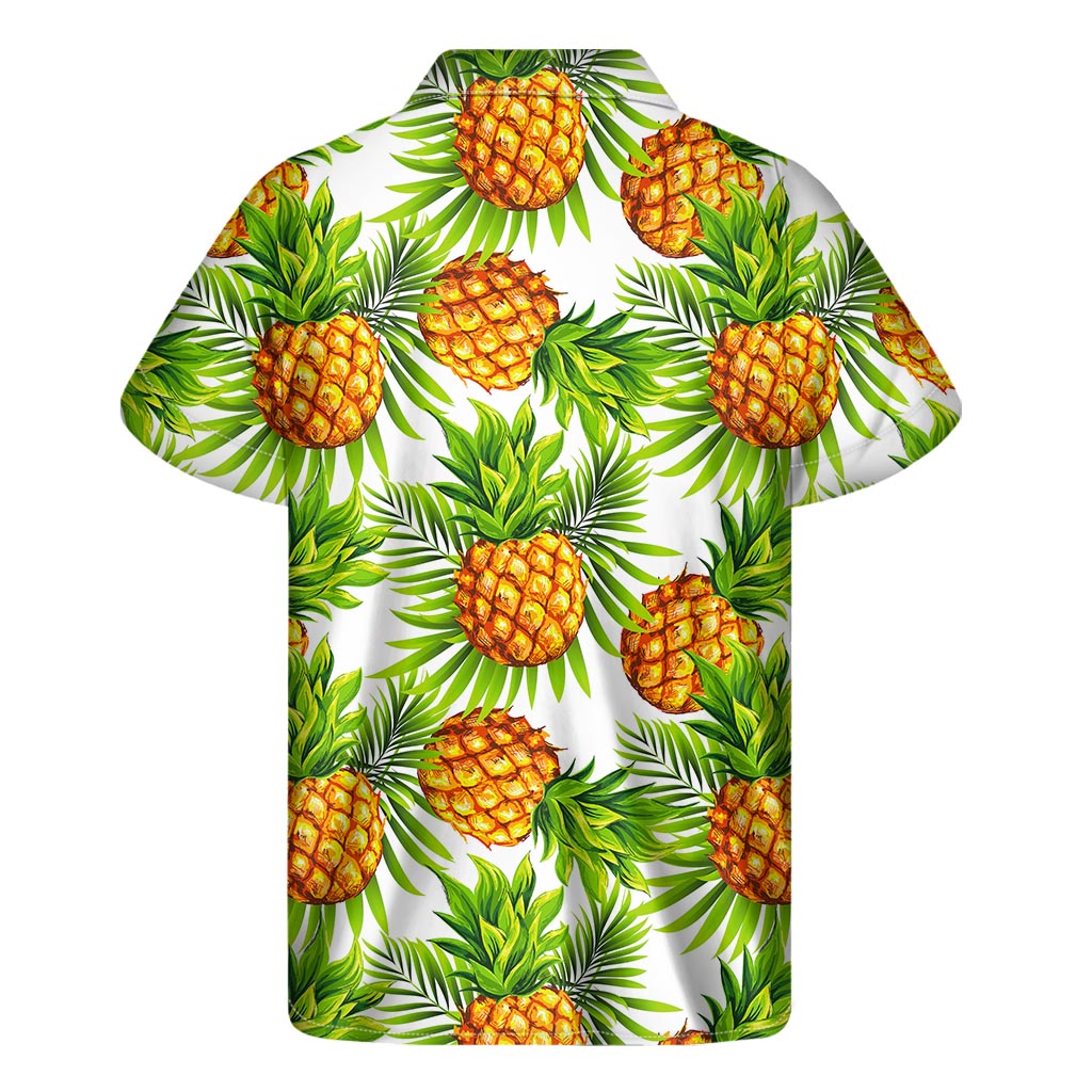 White Tropical Pineapple Pattern Hawaiian Shirt - 2