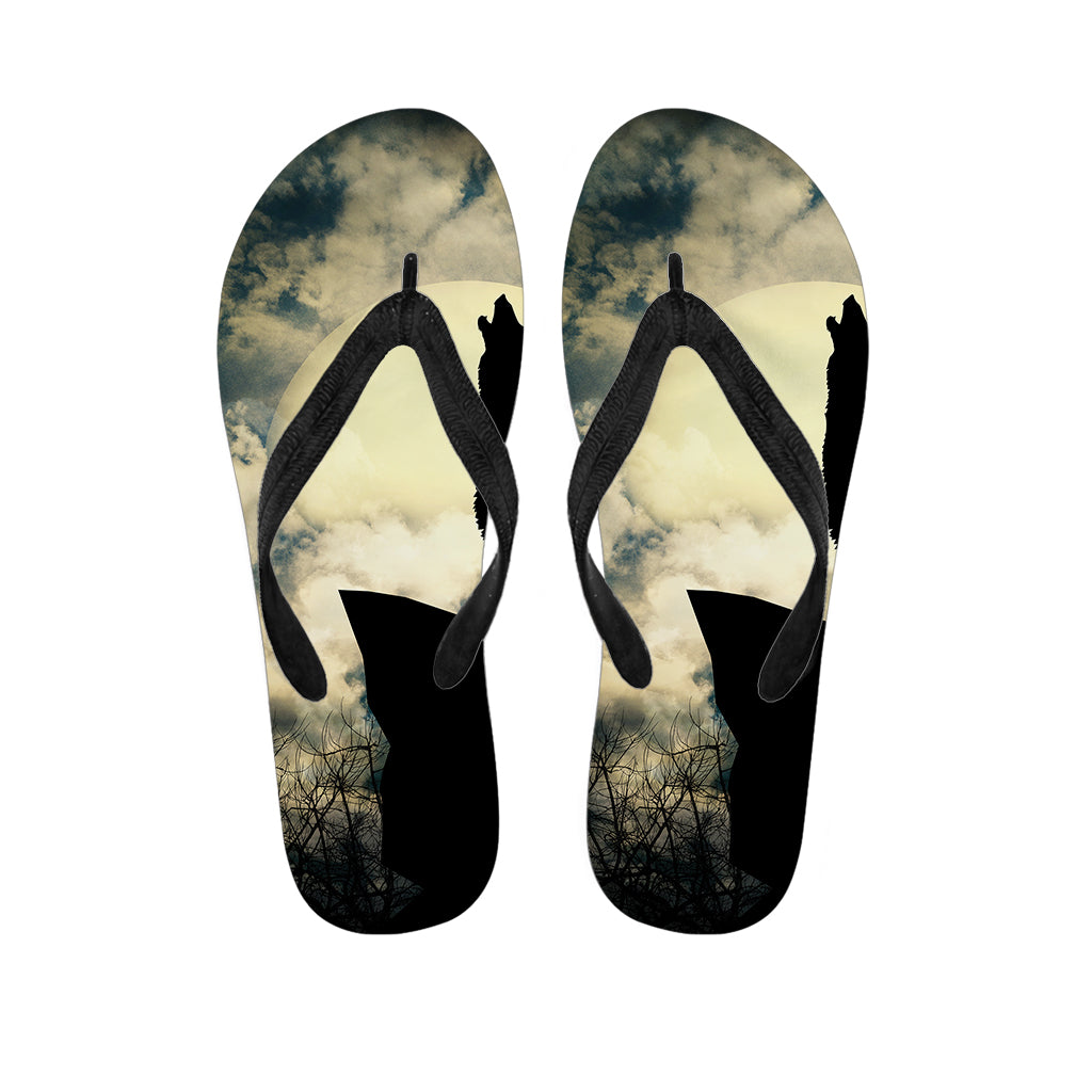 Wolf Howling Hawaiian Print Flip Flops - Perfect for Your Luau Look! - 1