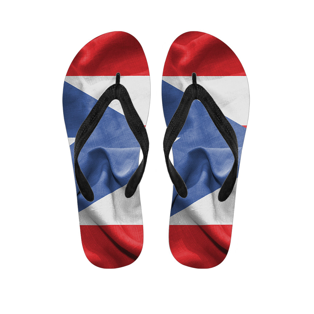 Wrinkled Puerto Rican Flag Print Hawaiian Flip Flops: Perfect for Your Island Style Outfit - 1