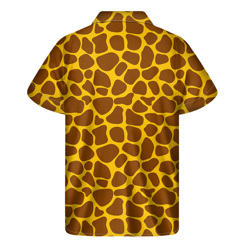 Sunshine Stroll: Yellow Brown Giraffe Pattern Hawaiian Short Sleeve Shirt - 2