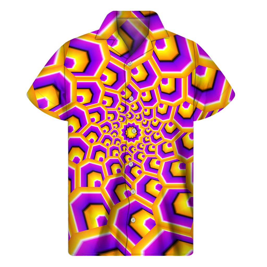 Yellow Hive Moving Optical Illusion Hawaiian Short Sleeve Shirt - 1