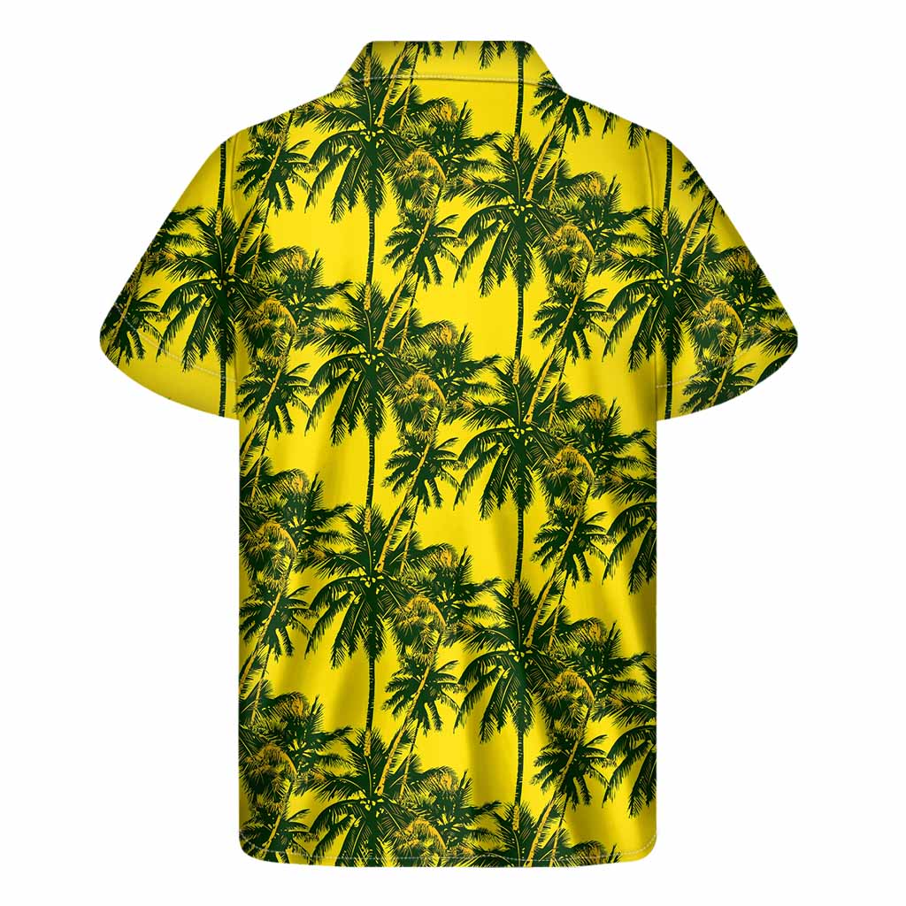 Sunny Vibes: Yellow Palm Tree Hawaiian Short Sleeve Shirt - 2