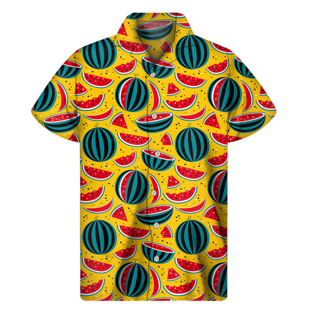 Tropical Vibes: Yellow Watermelon Pieces Pattern Hawaiian Shirt - 1