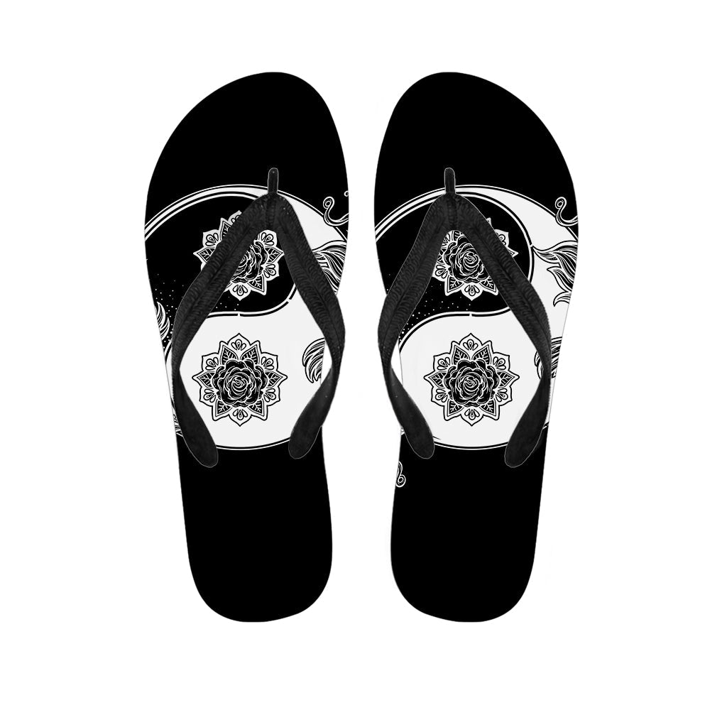 Yin and Yang Koi Carp Fish Hawaiian Flip Flops - Bringing Aloha Vibes to Your Outfit! - 1