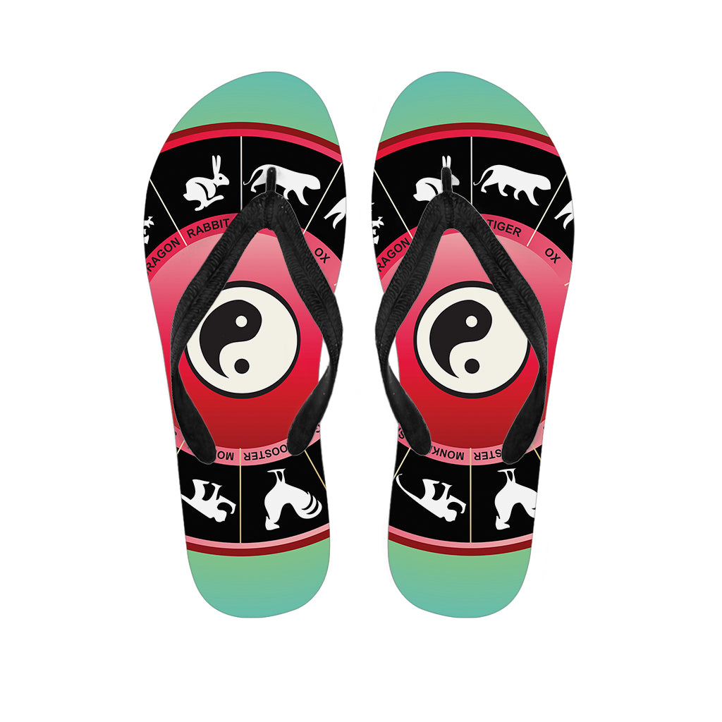 Hawaiian Yin Yang Chinese Zodiac Flip Flops: Embrace Island Style - 1