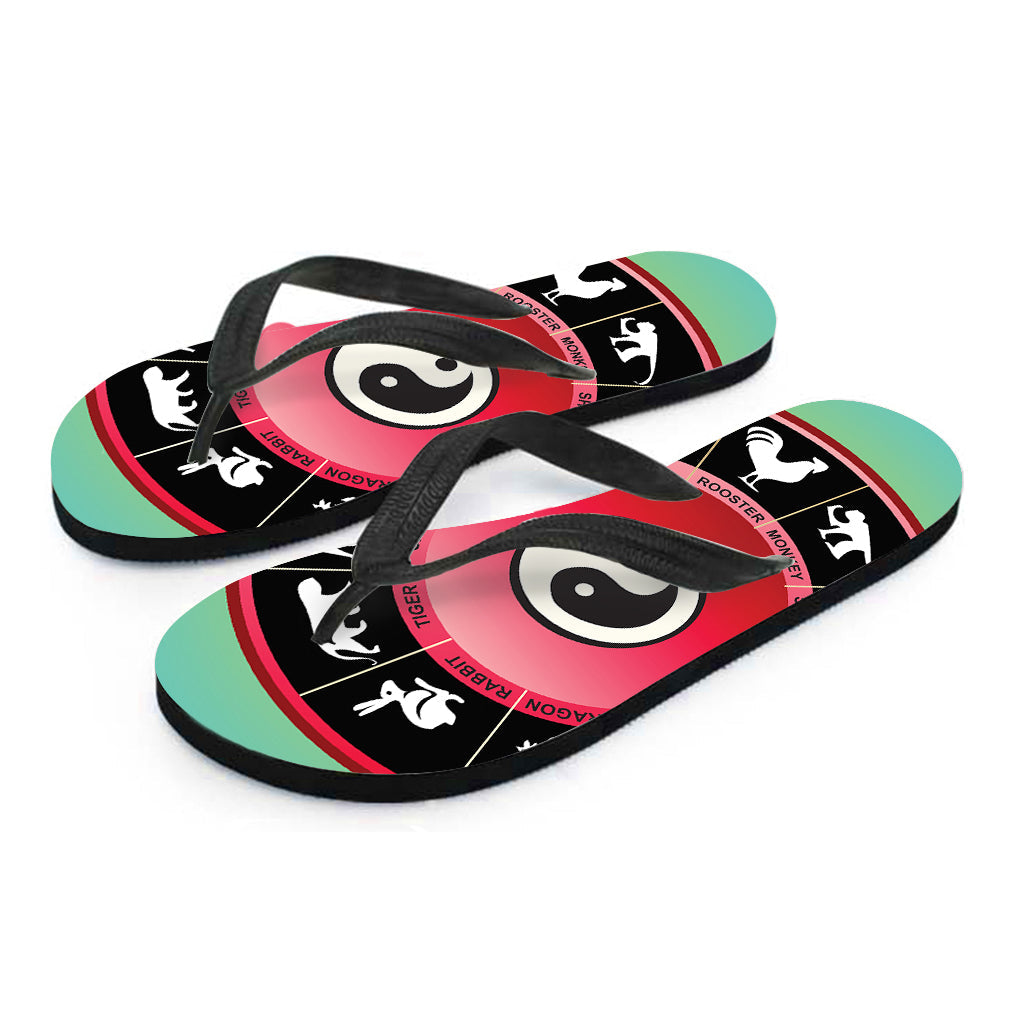 Hawaiian Yin Yang Chinese Zodiac Flip Flops: Embrace Island Style - 2