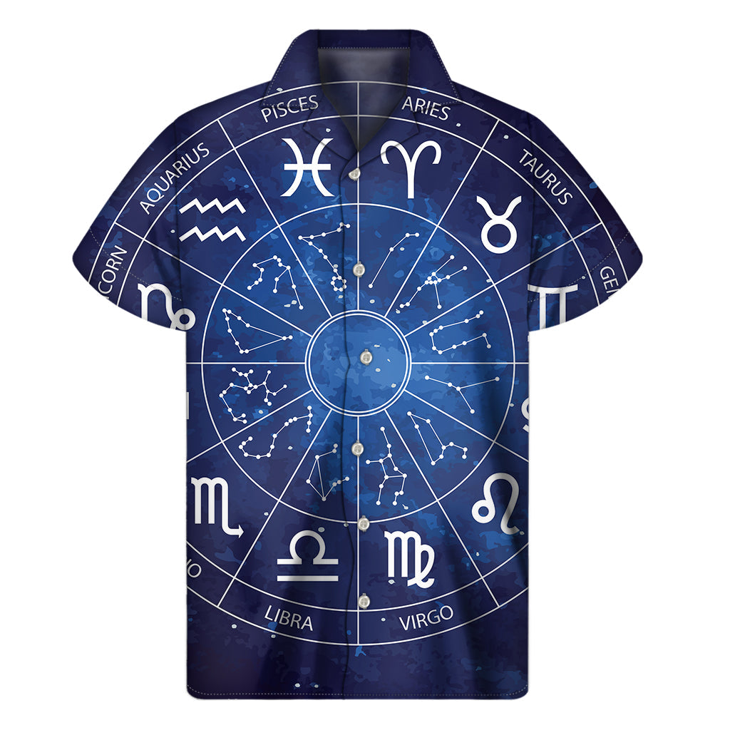 Aloha Zodiac Wheel Print Hawaiian Short Sleeve Shirt - 1