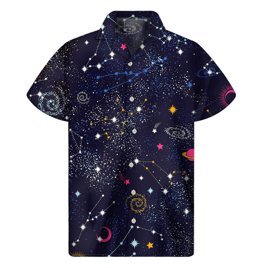 Zodiac Star Signs Galaxy Hawaiian Short Sleeve Shirt - 1