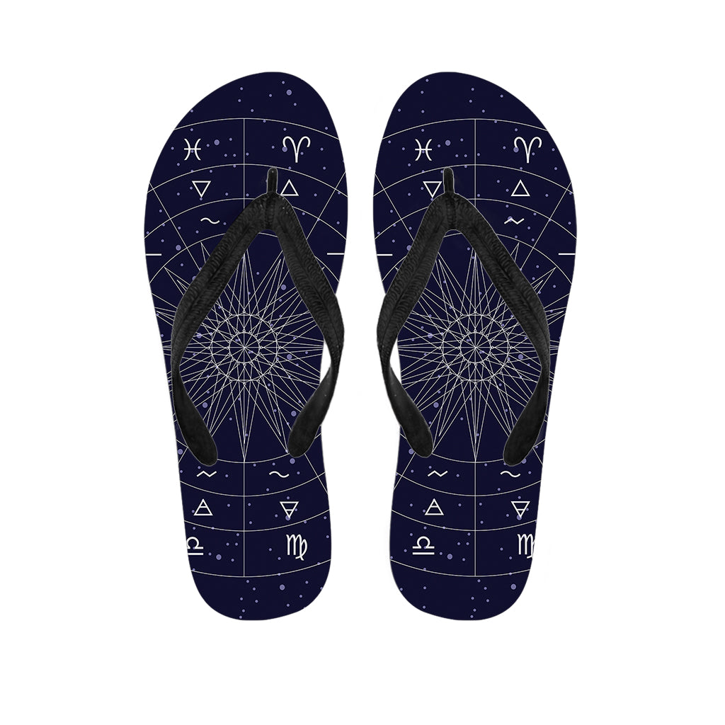 Zodiac Symbols Circle Print Hawaiian Flip Flops: Step Out in Style! - 1